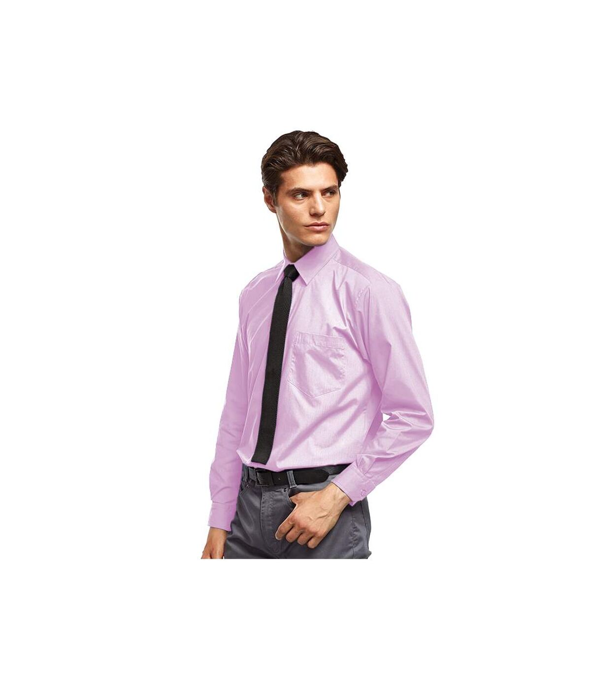 Premier Mens Long Sleeve Formal Plain Work Poplin Shirt (Purple) - UTRW1081