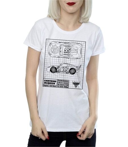 Disney - T-shirt CARS LIGHTNING MCQUEEN BLUEPRINT - Femme (Blanc) - UTBI13739