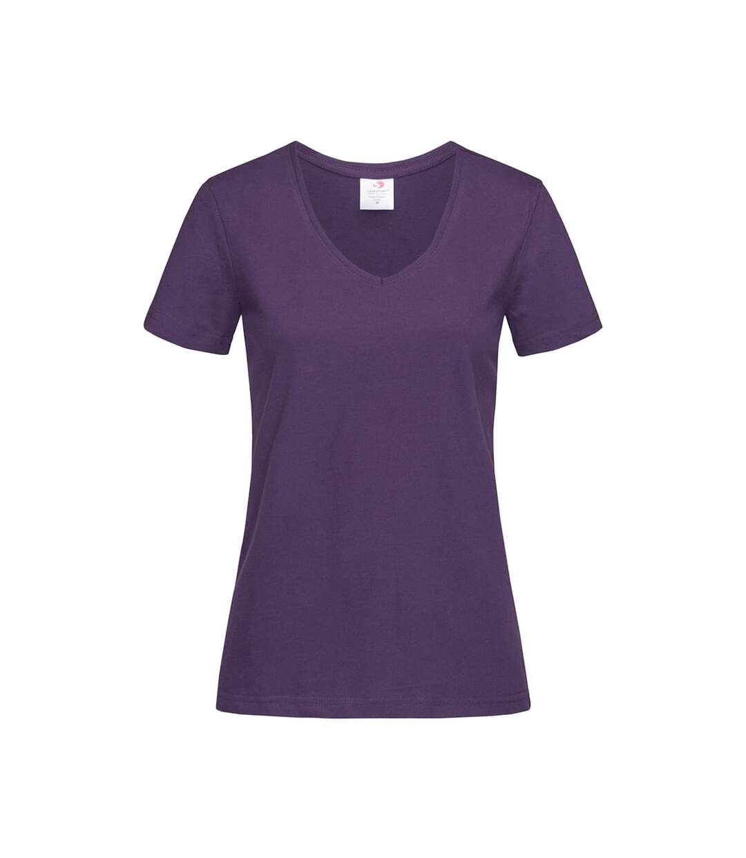 T-shirt col v femme violet foncé Stedman-1