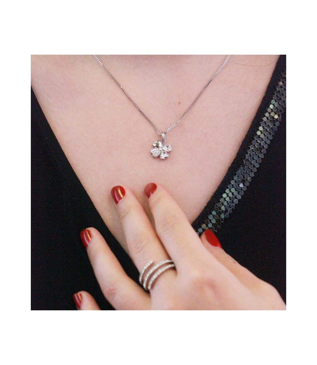 Collier et Pendentif Four Leaf , Cristal d'Autriche-2