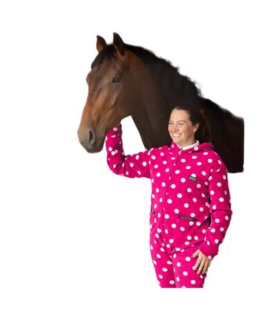 Womens/ladies polka dot fleece jumpsuit paradise pink Supreme Products