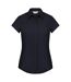 Russell Collection Ladies Cap Sleeve Polycotton Easy Care Fitted Poplin Shirt (French Navy) - UTBC1019