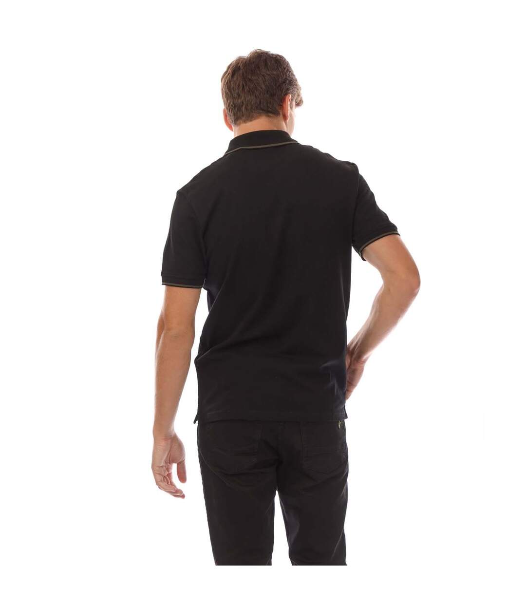 Polo Motif Rayure Contrastée Sur Bord Homme Noir Lyle & Scott-3