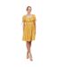 Robe Courte Manches À Nouer Motif/style Floral Femme Jaune Lovedrobe-1
