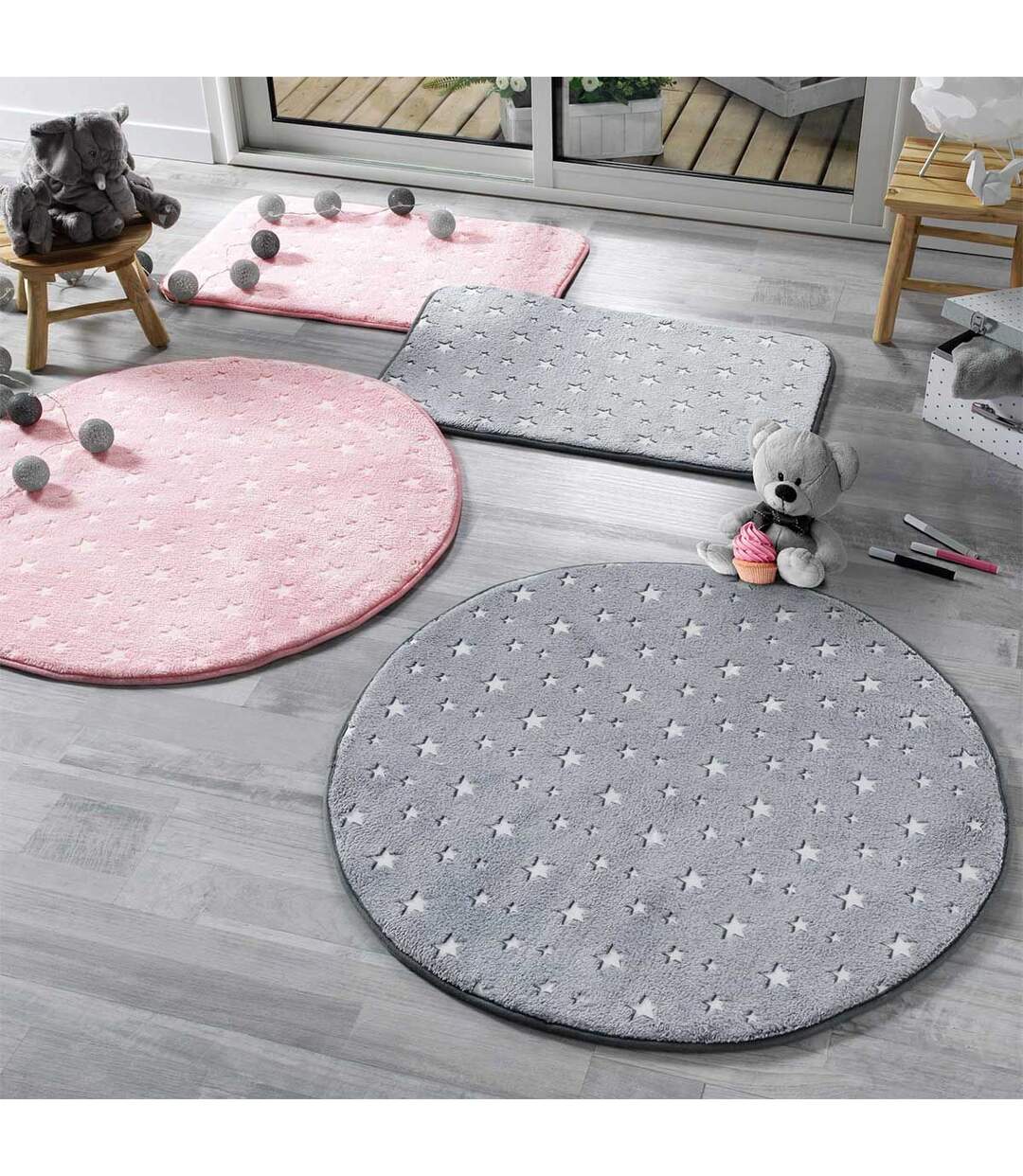 Tapis Enfant Phosphorescent Fluo 50x80cm Gris-3
