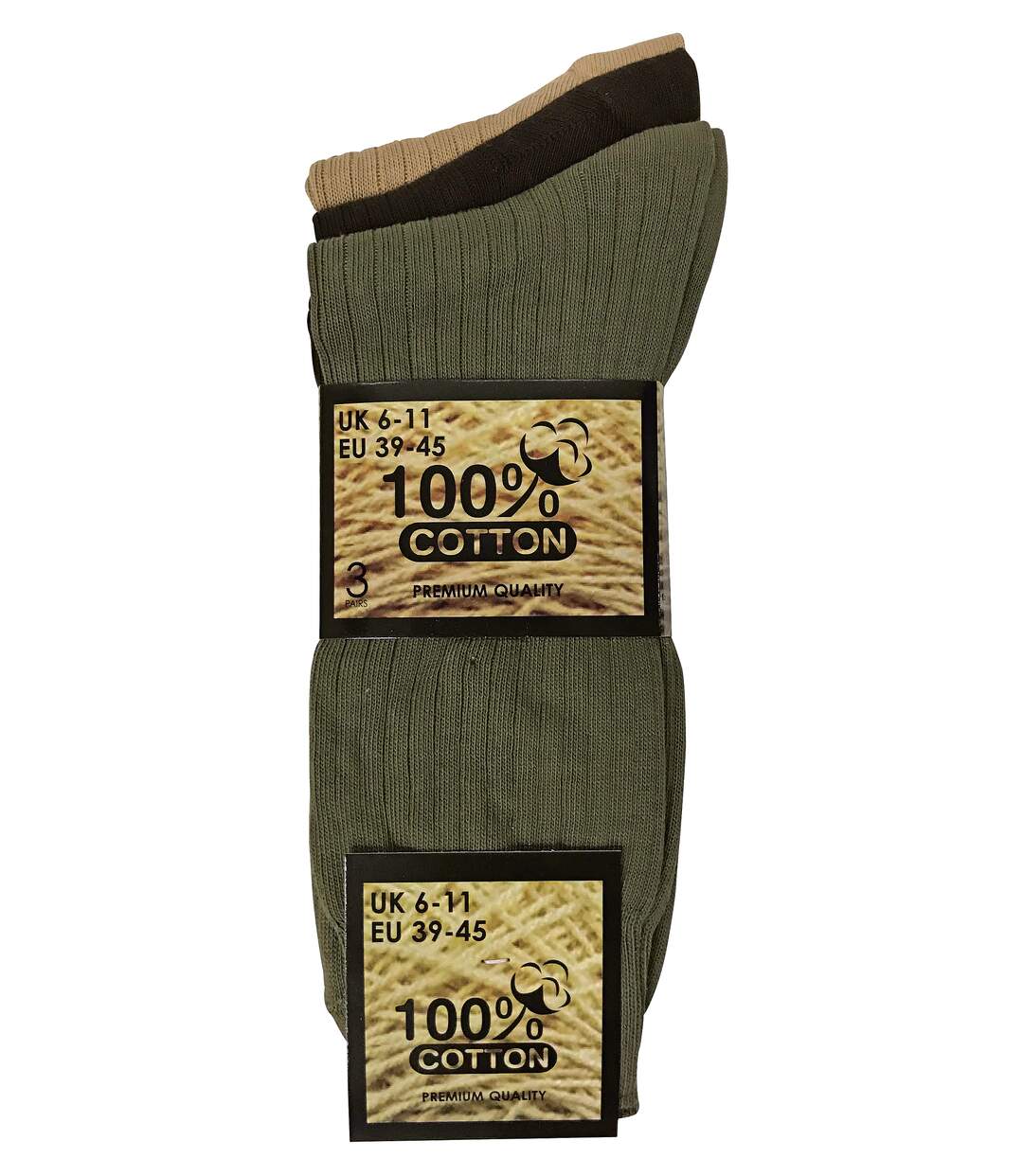 6 Paires Chaussettes en 100% Coton Homme Fines