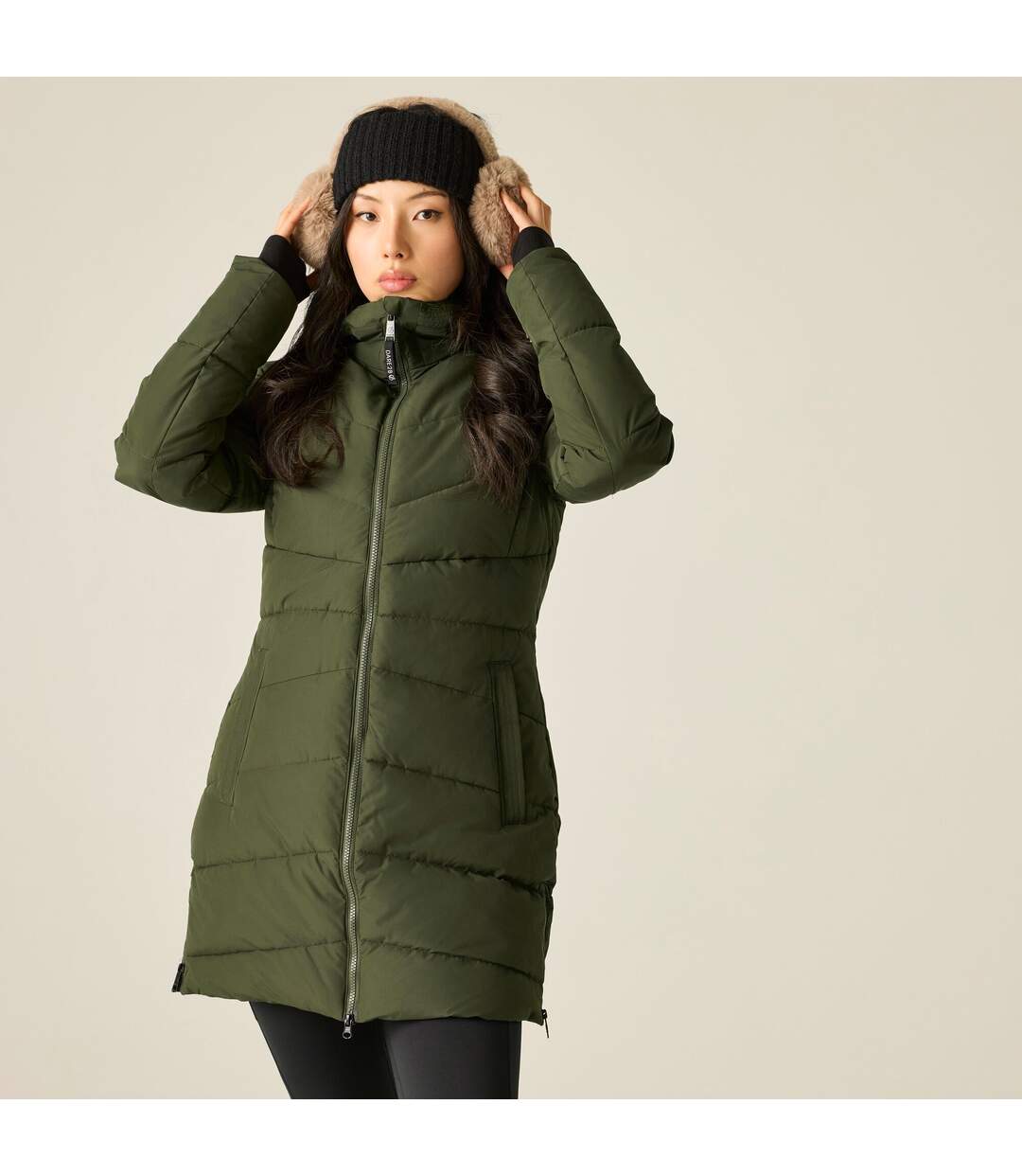 Womens/ladies Slim Padded Jacket Dark Khaki Regatta-4