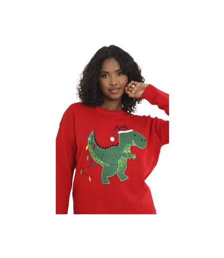 Womens christmas dinosaur jumper red Brave Soul