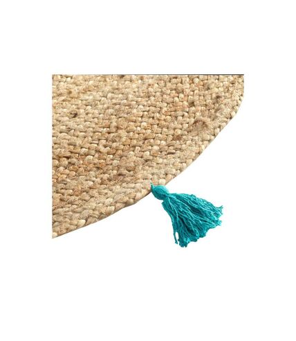 Tapis Déco Rond en Jute Shira 120cm Turquoise