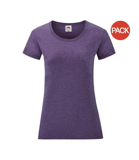 Ladies/womens lady-fit valueweight short sleeve t-shirt pack heather purple Fruit of the Loom