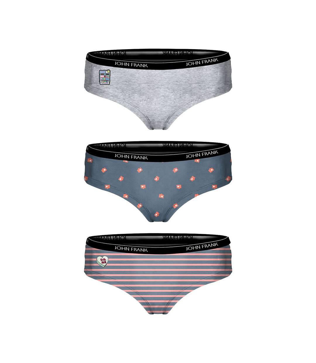 Shorty Femme JOHN FRANK Confort et Qualité en Coton Premium Pack de 3 Shorty GVH03