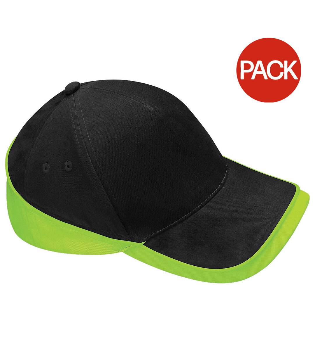 Lot de 2  casquettes de sport adulte noir/vert citron Beechfiel-1