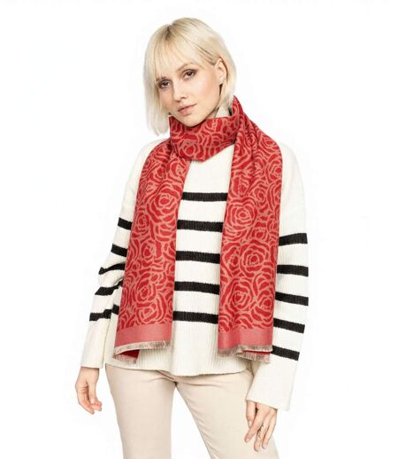 écharpe Douce Femme à  Motifs - Rouge Chic et élégante pour l'Automne-Hiver