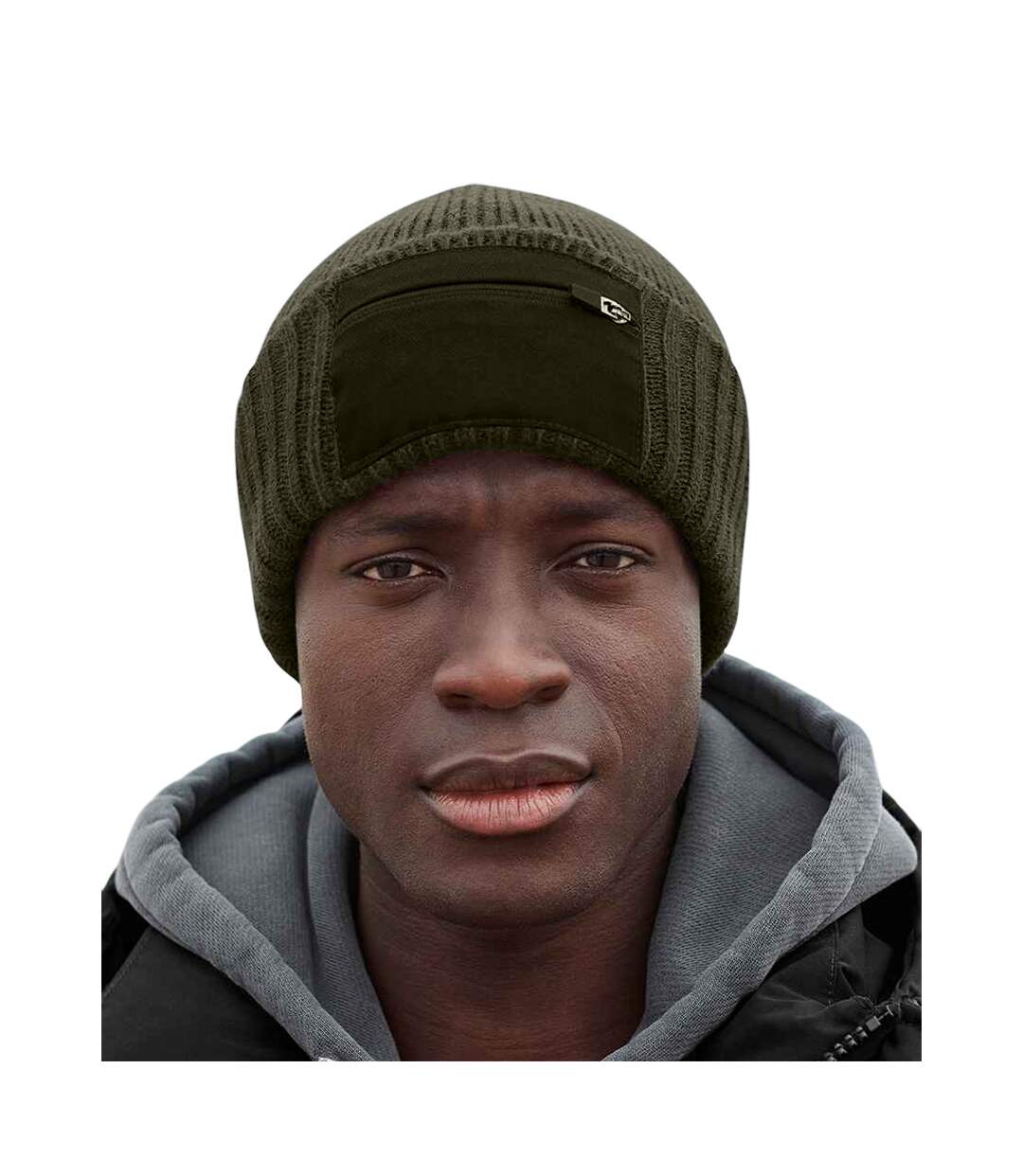 Bonnet Vert Kaki Noir Beechfield-1