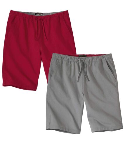 Pack of 2 Men's Casual Shorts - Red Grey
