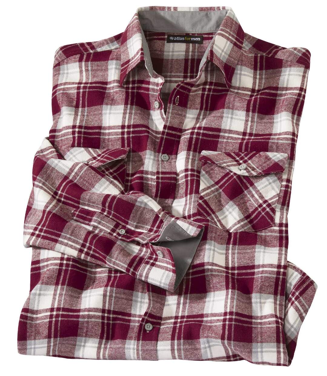 Men's Burgundy Checked Flannel Shirt - Long Sleeves-1