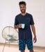 Marineblauwe zomerpyjama van katoen met camouflageprint-2