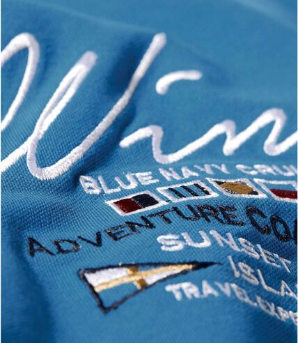 Men's Blue Polo Shirt - Sailing Print