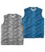 Pack of 2 Men's Summer Vests - Turquoise Grey