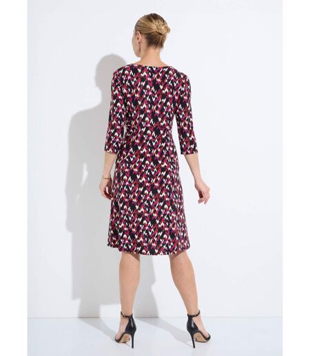 Robe courte évasée manches 3/4 imprimé graphique