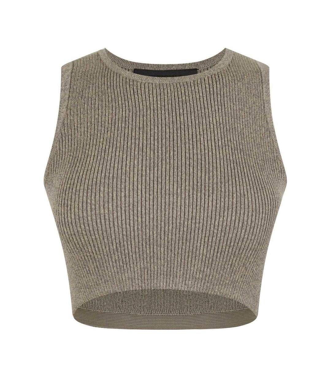 Womens/ladies Patch Ribbed Logo Crop Top Heather Grey Fear Of God Essentials-2