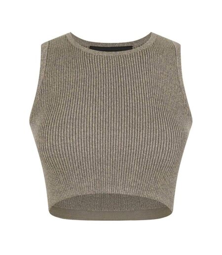 Womens/ladies Patch Ribbed Logo Crop Top Heather Grey Fear Of God Essentials
