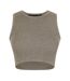 Womens/ladies Patch Ribbed Logo Crop Top Heather Grey Fear Of God Essentials-2