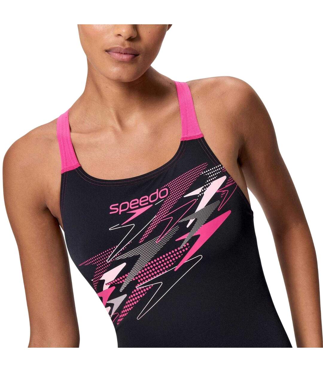 Womens/ladies Medalist Logo One Piece Swimsuit Anthracite Pink Speedo-4