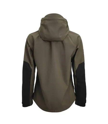 Womens/ladies Oxygen Soft Shell Jacket Olive Green Black Jobman