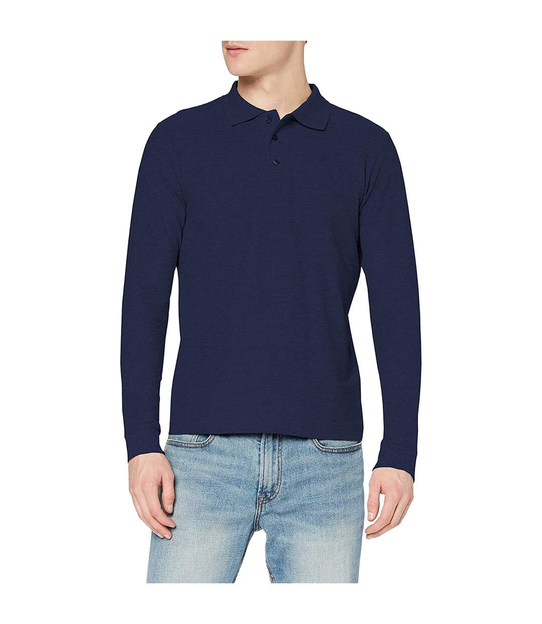 Stedman Mens Long Sleeved Cotton Polo (Navy)