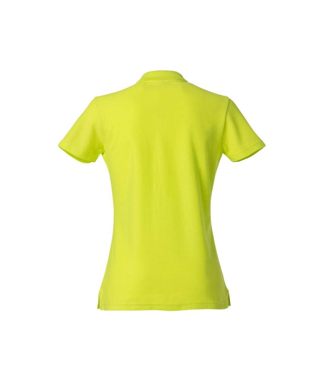 Womens/ladies Plain Polo Shirt Visibility Green Clique-2