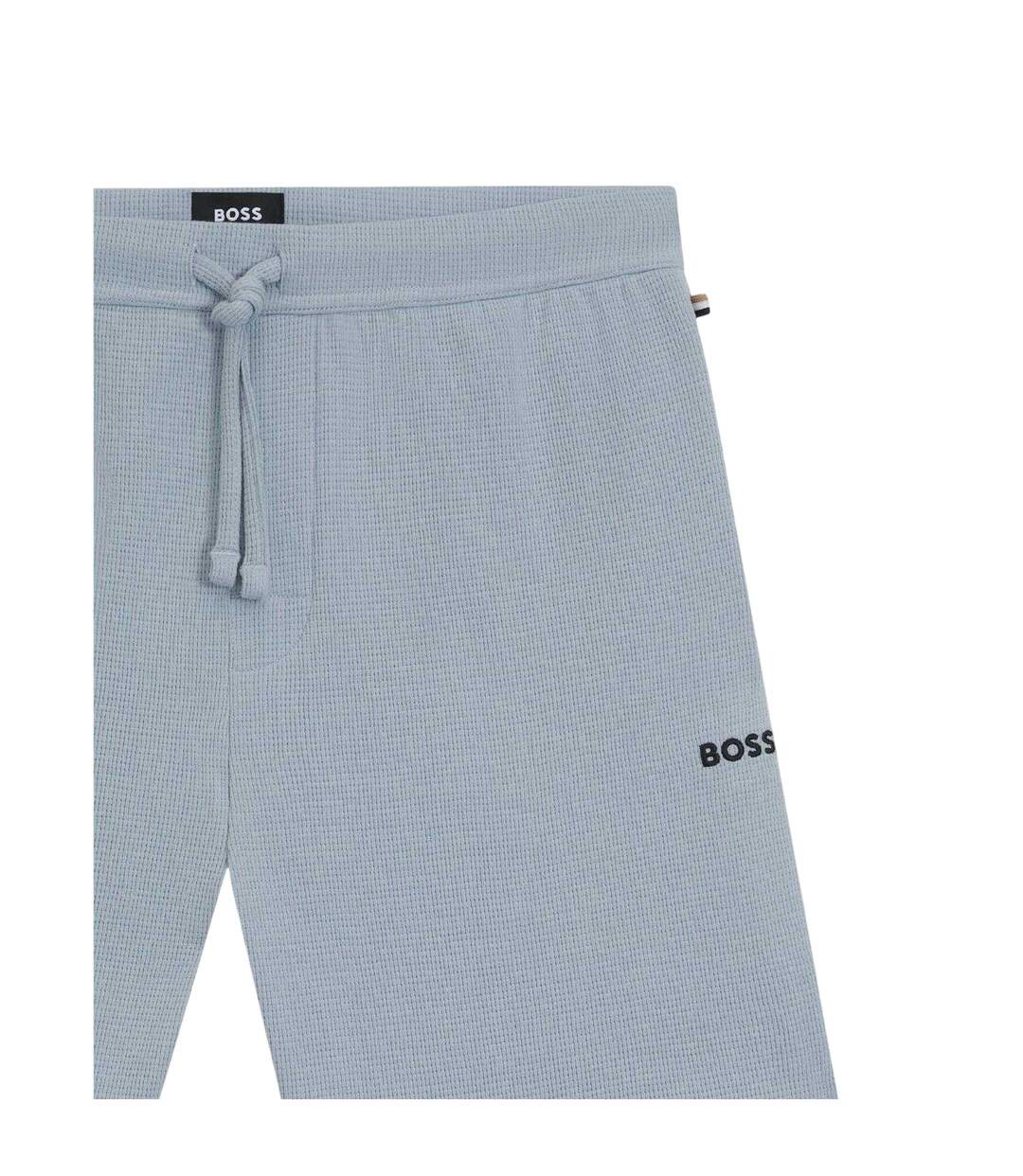 Mens Waffle Pyjama Shorts Blue Boss-4