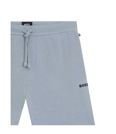 Mens Waffle Pyjama Shorts Blue Boss