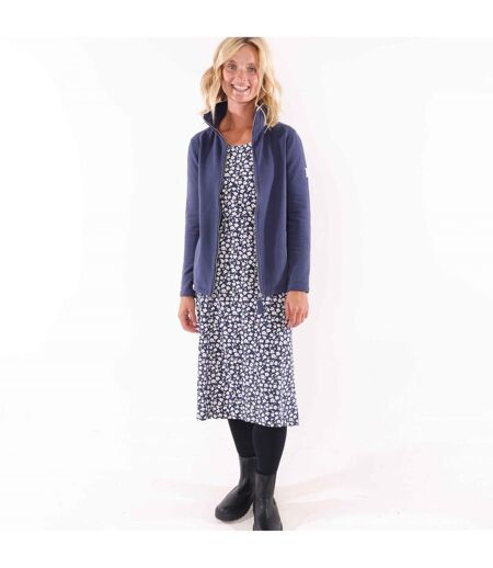 Womens/ladies Buttercups Tie Back Long-sleeved Midi Dress Blue White Lazy Jacks