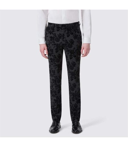 Mens Fleet Floral Skinny Trousers Floral Charcoal Twisted Tailor