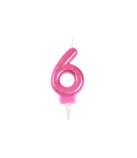 Bougie d'Anniversaire Paillette Chiffre 6 7cm Rose