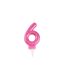 Bougie d'Anniversaire Paillette Chiffre 6 7cm Rose