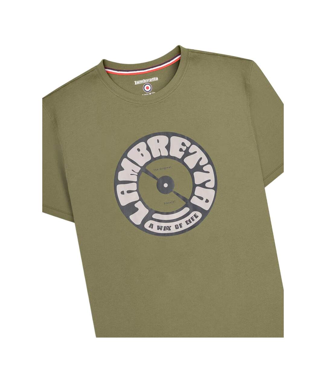 T-shirt Style Disque Vinyle Homme Kaki Lambretta-4