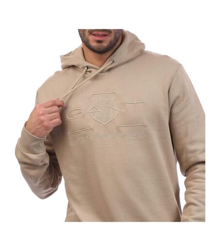 Sweat À Capuche Motif/style Tonal Archive Shield Homme Beige Gant