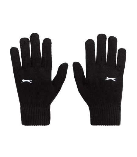 Unisex Adult Knitted Gloves Black Print Slazenger