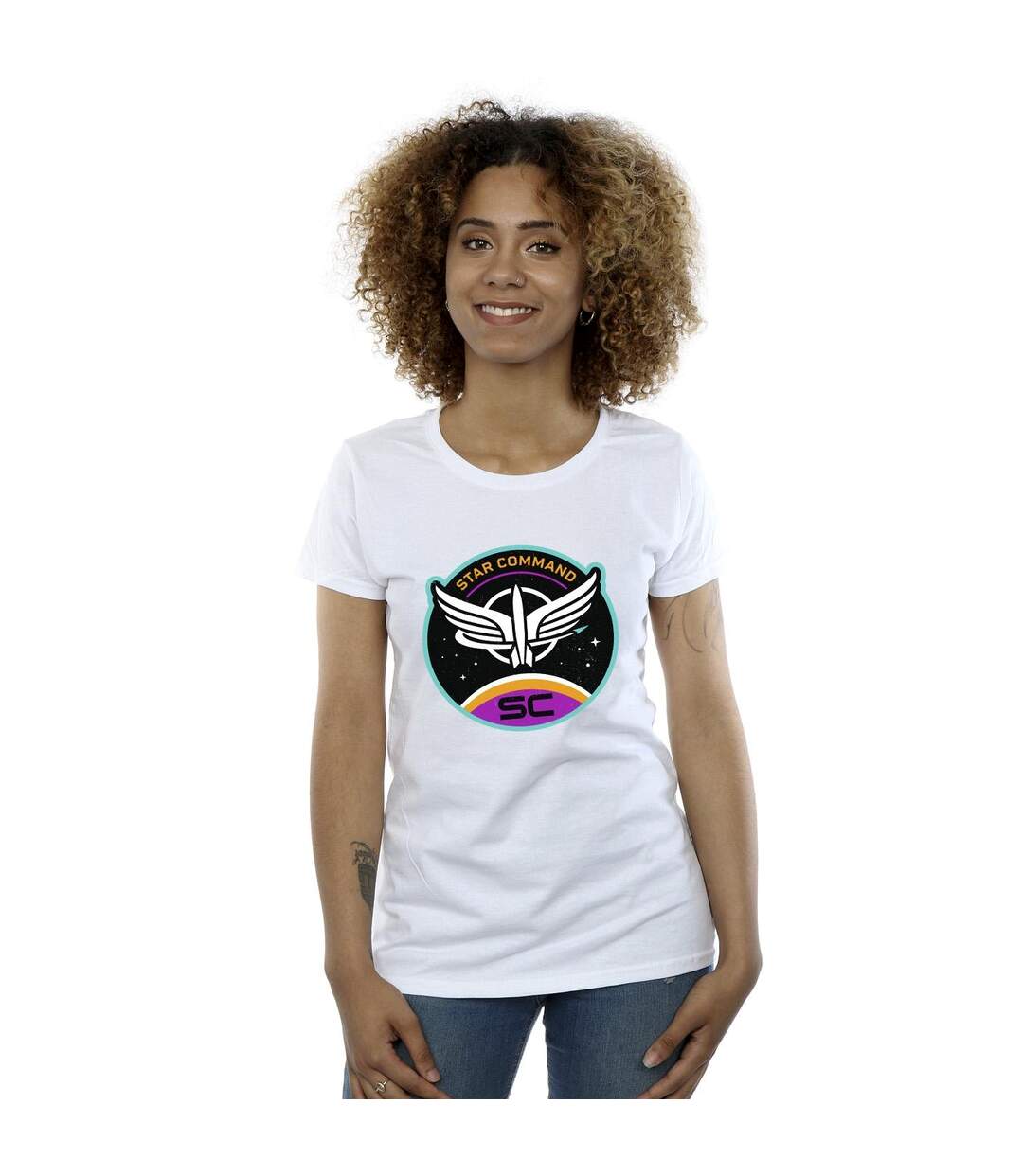 Disney T-shirt en coton Lightyear Star Command Circle Womens/Ladies (Blanc) - UTBI28994-2