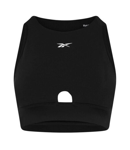 Womens/ladies Crew Neck Skinny Athletic Top Black Reebok