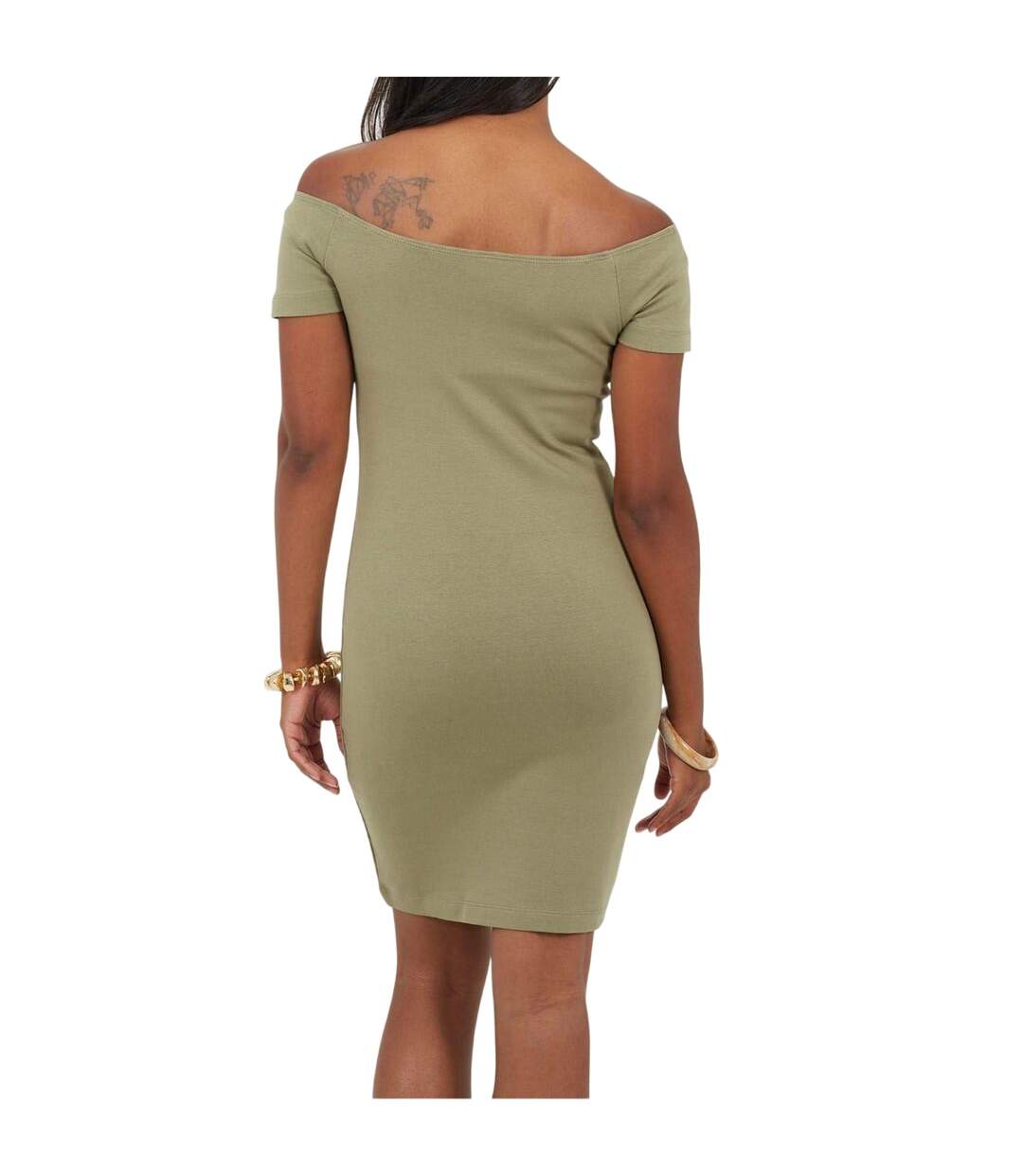 Robe Moulante Manches Courtes Femme Kaki Brave Soul-3