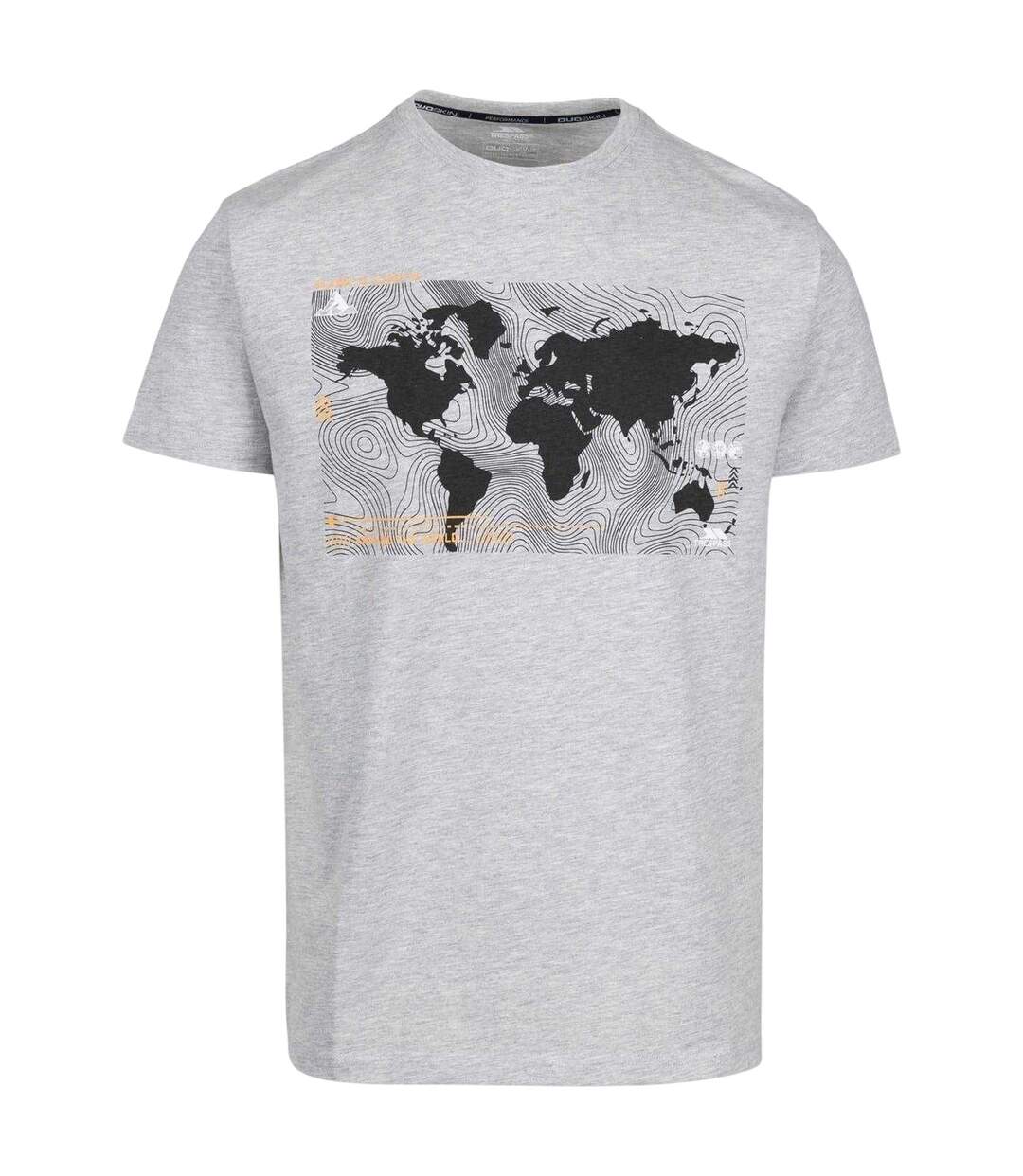 Mens Chera Topographic Crew Neck T-shirt Grey Marl Trespass-1