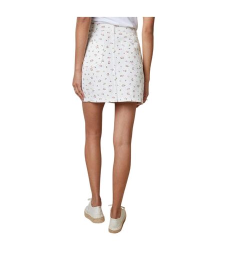 Mini Jupe Motif/style Floral Seoul Femme Blanc Threadbare