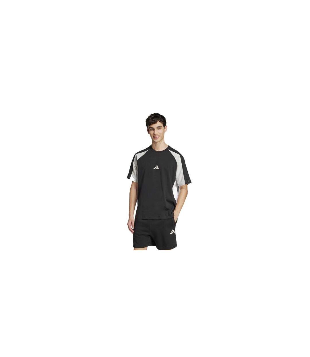 Mens Essentials Colour Block T-shirt Black Adidas-1