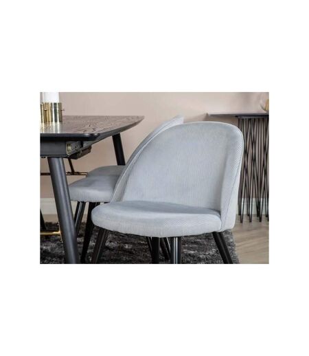 Chaise en acier et velours côtelé gris clair Velvet (Lot de 2)
