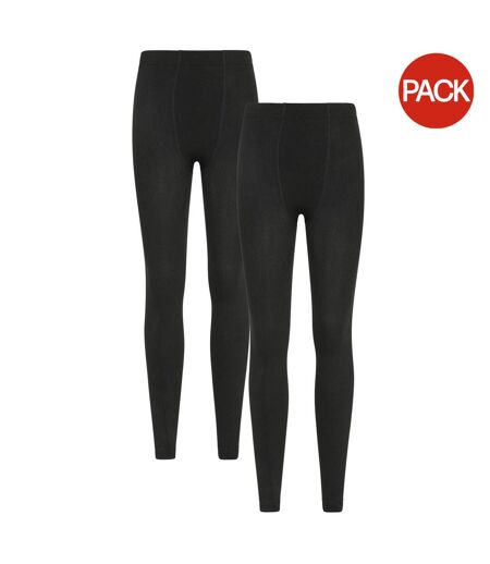 Pack Of 2  Womens/ladies Fleece Lined Thermal Leggings  Black Mountain Warehouse