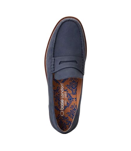 Mens garfield leather penny loafers navy Base London