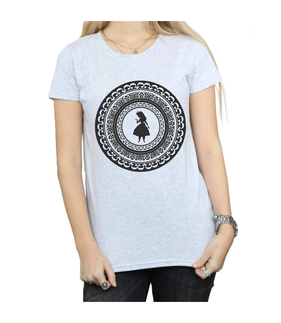 Disney Femme/Ladies Alice In Wonderland Circle Cotton T-Shirt (Gris sportif) - UTBI6779-3